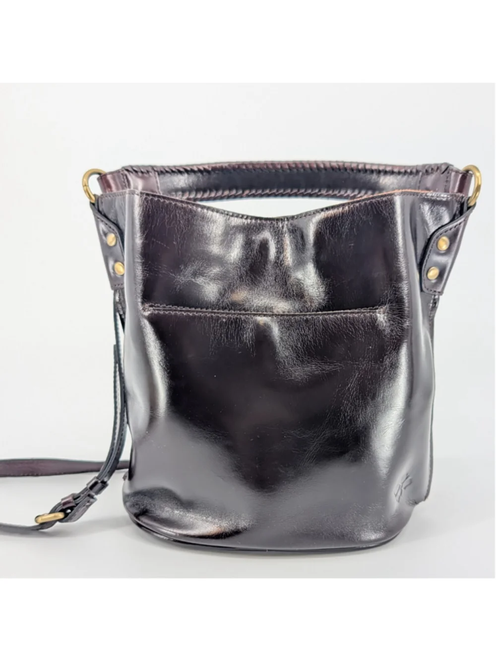 Patricia Nash Torresina Leopard Calf Hair Leather Bucket Bag Crossbody Tassels